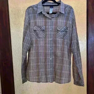Patagonia long sleeve plaid 💯 cotton shirt size 14